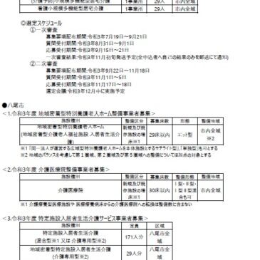 2021.10.1 関西各市町村の介護保険施設事業者公募情報