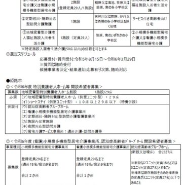 2023.11.1 関西各市町村の介護保険施設事業者公募情報
